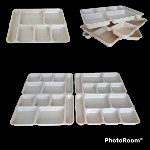 Set of 4 vintage school lunch tray cambro 10146DCW Huntington beach Made… - Picture 3 of 16